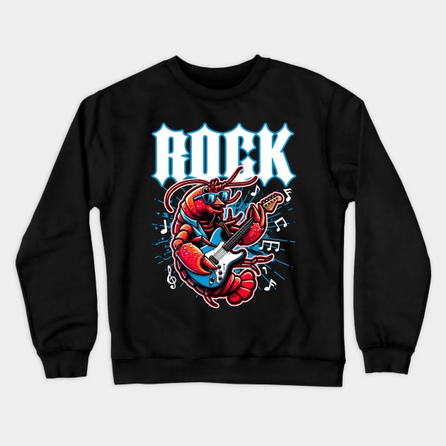 Vintage Lobster Rocker on Guitar Crewneck Sweatshirt by DetourShirts